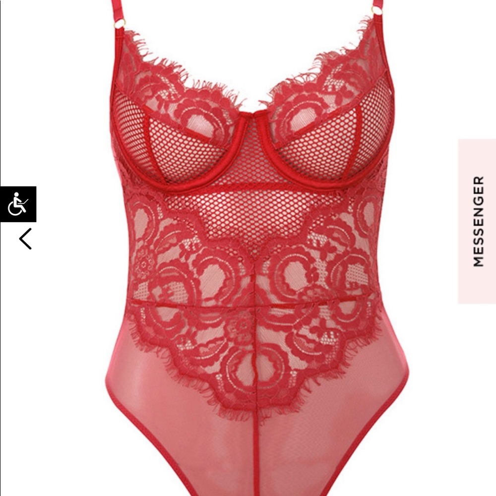 House of CB Sexy red lace bodysuit NEVER WORN PANTY LINER STILL IN CRUTCH*